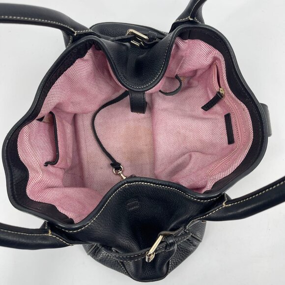 Dooney & Bourke Black Leather Hobo Bag | Gold Hardware - Picture 4 of 10